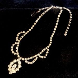 Vintage Clear Rhinestones necklace unsigned